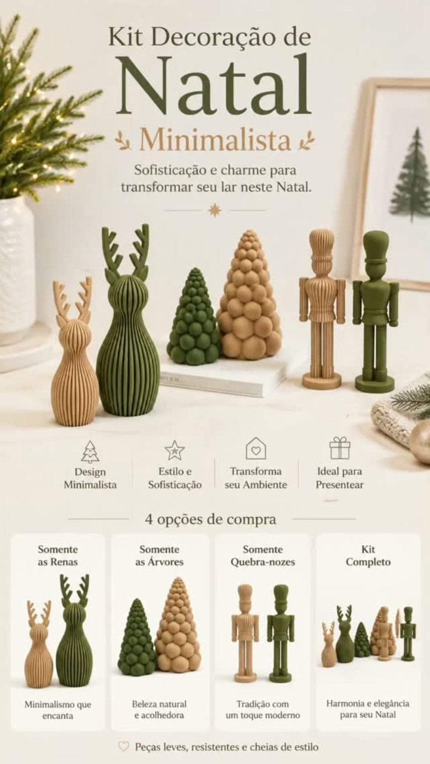 Decoração natalina minimalista em impressão 3D